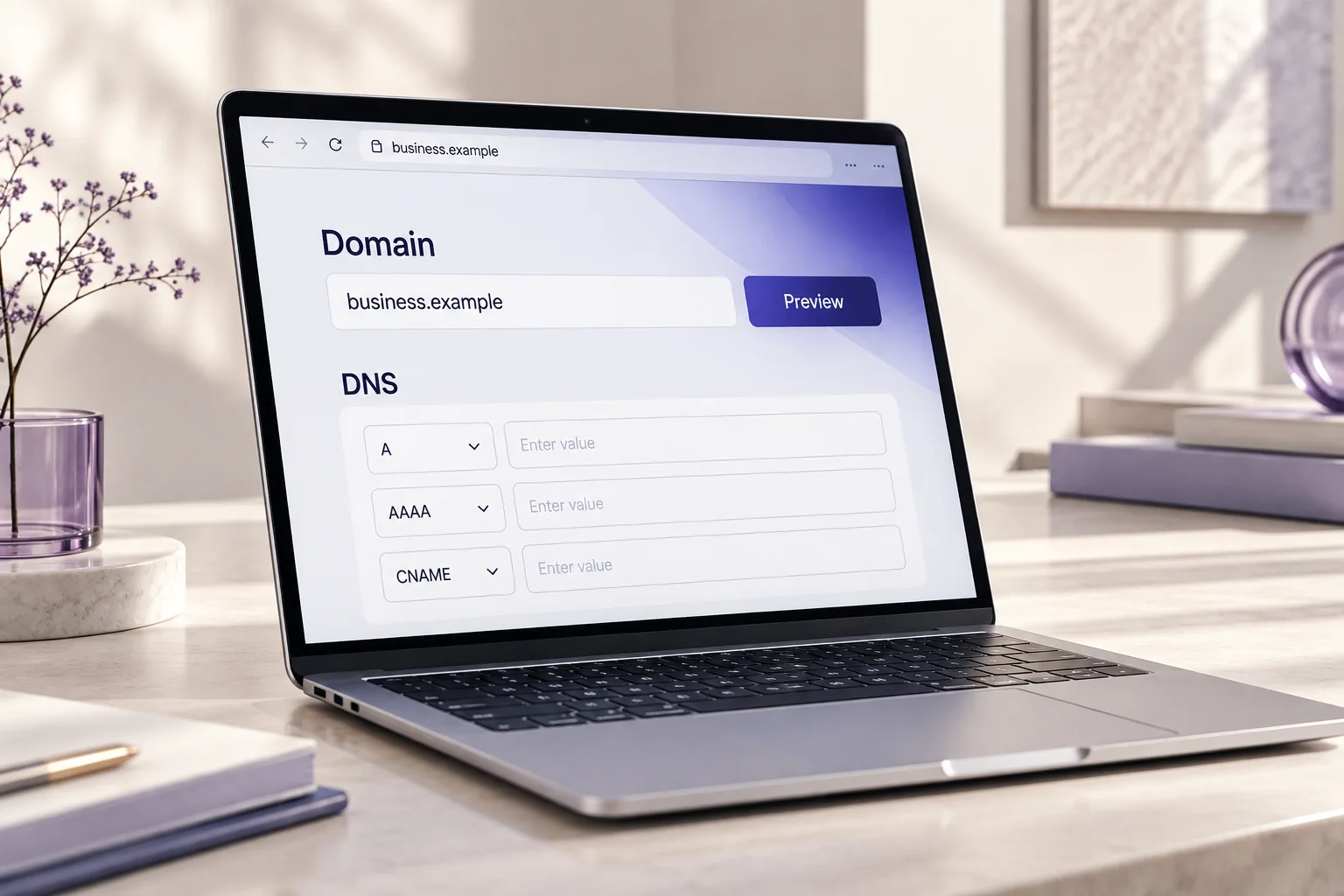 Realistisches Gestaltungsbeispiel für · Domains